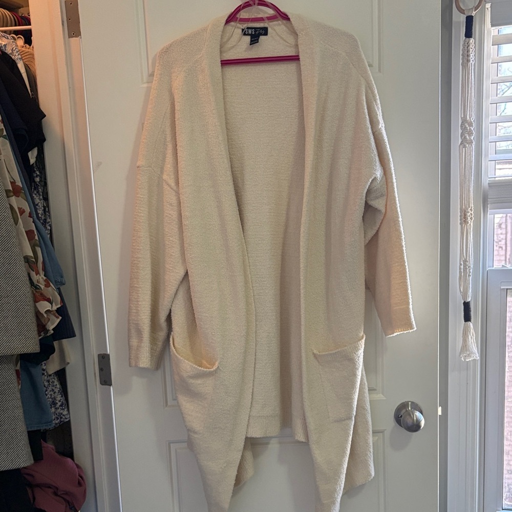 Cream Open-Front Cozy Cardigan